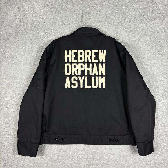 Ebbets Field Hebrew Orphan Asylum Jacket Men’s XL Black Quilted Zip Baseball NYC - Picture 2 of 16